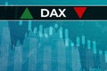 Moscow, Russia Ã¢â¬â September 12, 2021: European stock market index DAX ticker DAX on blue financial background from numbers,